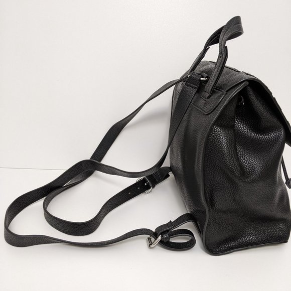 Zara Monster faux black leather backpack Drawstring & Flap Medium